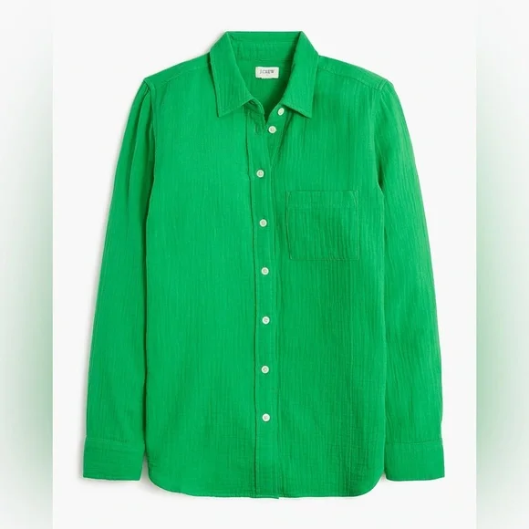 J.Crew Gauze button up shirt Medium Kelly Green - Picture 1 of 4